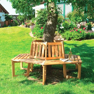 Produktbild von Baumbank 360° Holz 6 Sitzer braun
