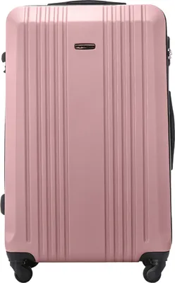 A pink suitcase is shown against a white background.