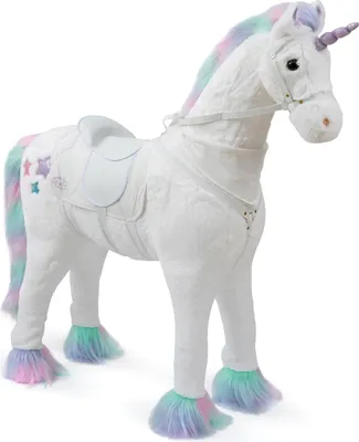 Produktbild von ELLA & PIET® Großes XXL Stehpferd Einhorn SNOW mit Sattel (Weiß-Pastell)