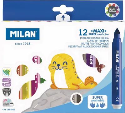 Immagine prodotto di Maxi pennarelli superlavabili 12 colori MILANO