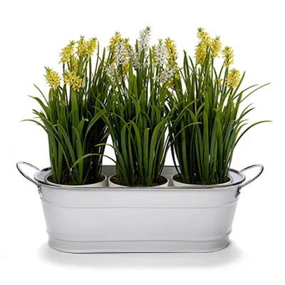 Produktbild von Arte r Pflanzentopf/Blumentopf teil- Zink - weis - L32,5 x D10,5 x H11 cm