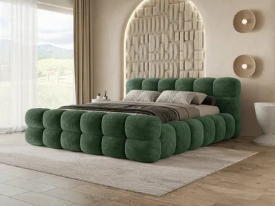 Produktbild von Chilly Möbel Design Bett Weston - Extravagantes Polsterbett mit Bettkasten, stabilem Metallrahmen und Kopfteil 180x200 cm / Coral / Grün