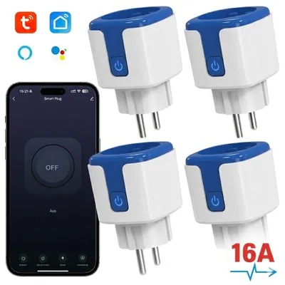 Produktbild von 4er 16A Smart Steckdose mit App Steuerung,WLAN Steckdose,Smart Plug,Kompatibel mit EU Steckdosen,Zeitschaltuhr,Alexa & Google Home Kompatibel