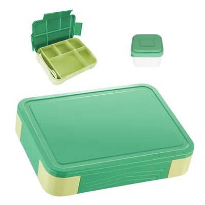 Produktbild von minimutz Brotdose Kinder mit Fächern, Brotzeitdose auslaufsicher, Lunch Box BPA-frei, Bento Box Set Grün