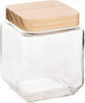 Produktbild von Glas Vorratsglas quadratisch, 1,25 l, Holzdeckel, für die Küche
