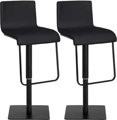 Produktbild von CLP 2er Set Barhocker Limon Kunstlederbezug drehbar und höhenverstellbar bis 240 kg | Farbe schwarz Gestell Farbe schwarz
