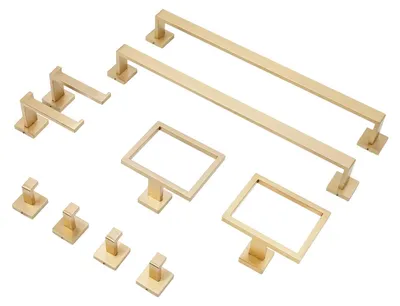 Produktbild von Badezimmer Zubehör Set 10-teilig - Handtuchstange & Halterungen - Wandmontage - Edelstahl 201 - Bohrmontage - Toilettenpapierhalter & Haken - Gold