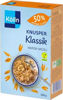 Obrázok produktu pre Kölln Crispy Classic Ovesné müsli "50 % menej cukru", 500 g