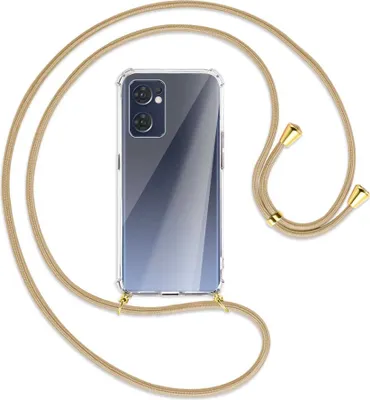 Produktbild von Handykette Backcover-Schutzhülle mit Band (Metall goldfarben) für Oppo Reno7 5G / Find X5 Lite - caramel