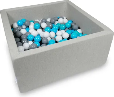 Image de Bassin de séchage 90x90x40cm gris clair avec 400 balles : bleu, blanc, gris