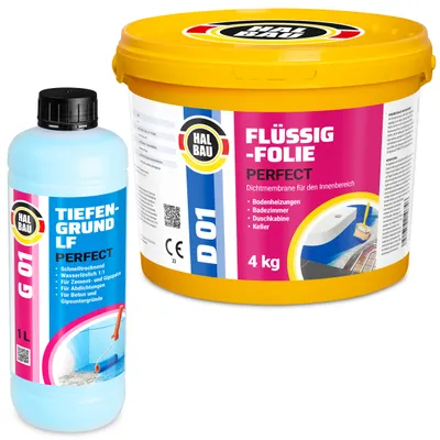 Obrázok produktu pre Hydroizolačná súprava Tekutá fólia 4 kg Základný náter 1 l Kúpeľňa Sprcha HALBAU SETH06