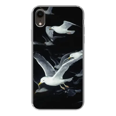 Produktbild von MuchoWow® Handyhülle Schutzhülle Hülle für iPhone XR Vogel - Schwarz - Schwarm Silikon Softcase Handy Hülle - Schutzdeckel