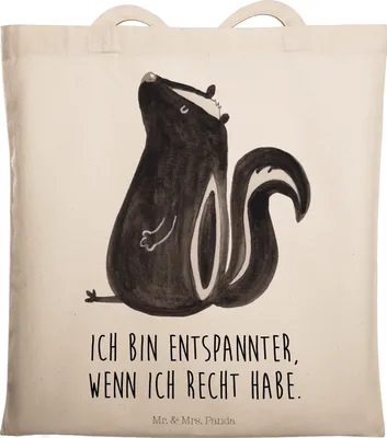 Produktbild von Mr. & Mrs. Panda Beutel Stinktier Sitzen - Transparent - Geschenk, Shopping Tasche, Tote Bag, Raubtier, Jutebeutel, Wildtier, Stinker, Stoffbeutel, Büro, Spruch, Uni