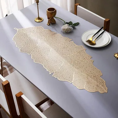 Produktbild von PVC Tischläufer mit Bananenblättern - Dekorativer Tischmatte für Hochzeiten