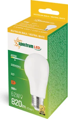 Produktbild von Spectrum E27 LED Lampe 9W 820lm 4000K Neutralweiß 230V