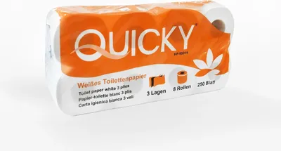 Produktbild von Toilettenpapier QUICKY - 3-lagig - hochweiß - 48 Rollen - 9,4 x 11 cm