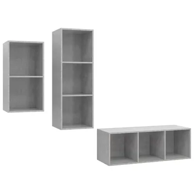 Produktbild von 3-tlg. TV-Schrank-Set Betongrau Holzwerkstoff