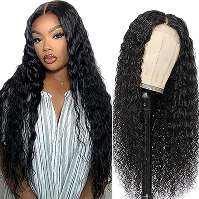 Produktbild von Haarverlängerung mit Spitzeverschluss, T-Form, Wasserwellenstruktur, aus Echthaar