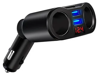 Obrázek produktu pro Verk 10074 Rozbočovač pro autozapalovač 2x USB, 12-24V, Voltmetr