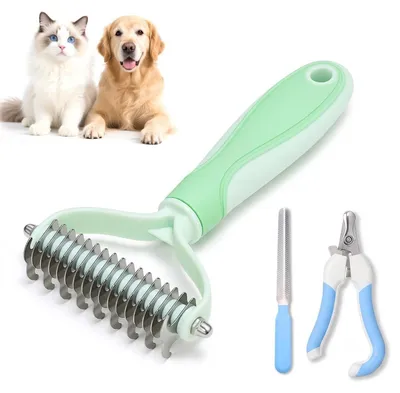 Produktbild von Hundebürste Katzenbürste Unterwolle Langhaar Entfilzungsstriegel 17+9 Zähne
