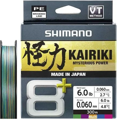 Produktbild von SHIMANO Kairiki 8+, 300m, 0,1mm, 6.5kg / 14,33lbs, mehrfarbig, 8-fach Geflochtene Schnüre, LDM68XE0810030M
