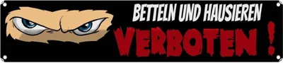 Produktbild von vianmo Blechschild 10x46 cm Betteln und Hausieren verboten Spruch Zitat
