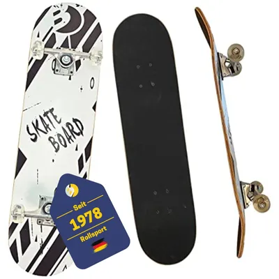 Produktbild von Best Sporting Skateboard Kid I Skate-Board ABEC 3 Kugellager I hochwertige Skateboards aus Holz & Aluminum I Skateboard Erwachsene I 78,5 x 20,4 cm Skateboard Deck mit schwarz-weißem Design
