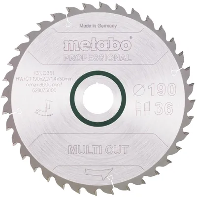 Produktbild von Metabo 628075000, Aluminium, Bronze, Spanholzplatte, Kupfer, Laminat, MDF-Platten, Kunststoff, Holz, 19 cm, 3 cm, Hartmetall-bestücktes Wolfram (TCT), 1,4 mm, 8000 RPM