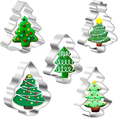 Produktbild von Ausstechformen Weihnachtsbaum Edelstahl 5 Stück für Gebäck & Kekse