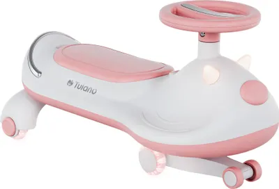 Image de Tulano Focus 45 voiture à pédales rose pour enfants à partir de 3 ans, roues LED, musique, volant 360°, jusqu'à 100 kg, compartiment de rangement