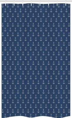 Produktbild von ABAKUHAUS Anker Schmaler Duschvorhang, Nordic Winter-Hipster, Badezimmer Deko Set aus Stoff mit Haken, 120 x 180 cm, Blau Weiss