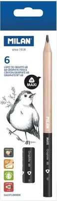 Produktbild von Milan Box Mit 6 Dreieckigen Maxi 6b Graphitstiften Mehrfarbig Mehrfarbig One Size