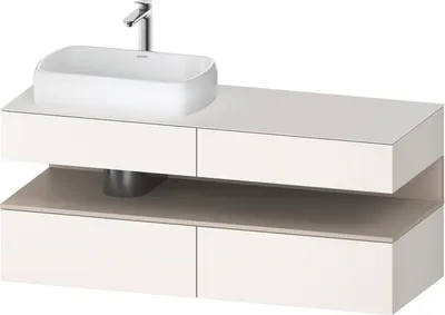 Produktbild von Duravit Qatego Konsolenwaschtischunterbau, 2 Auszüge, 2 Schubkästen, Ausschnitt links, 1400x550x600mm, Nische Taupe Matt, QA4765091840010