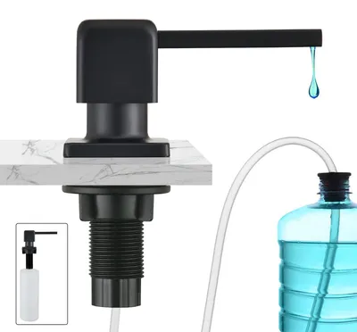 Produktbild von Integrierter Spender für Geschirrspülmittel, integrierter Seifenspender, Spülbecken-Seifenspender mit 500-ml-Flasche und 1,0 m Verlängerungsschlauch, Befüllung von oben, mattschwarz