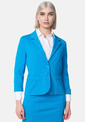 Produktbild von Rayshyne Damen Kurzblazer Sportliches Sakko Business Blazer mit Reverskragen Blau in Einheitsgröße Gr. XL - 42 PM11