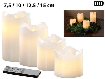 Image de Set de 4 bougies LED en cire véritable - Blanc avec flamme vacillante
