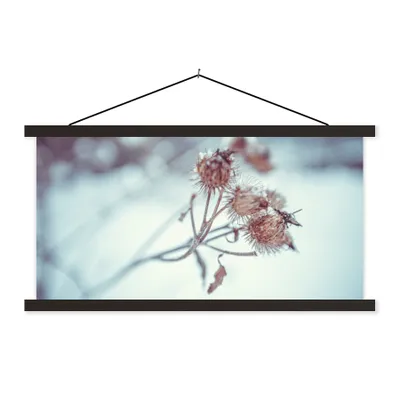 Produktbild von MuchoWow® Textilposter Pflanzen - Winter - Schnee - Natur 90x45 cm mit schwarzem Rahmen - Klemmleisten
