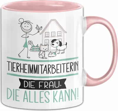 Produktbild von Tierheimmitarbeiterin Geschenk Tasse Becher Die Frau Die Allen Kann Geschenkidee für eine Tierheimmitarbeiterin Lustig (Rosa)