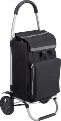 Produktbild von Famanu Einkaufstrolley 54 Liter mit Kühlfach, abnehmbarer wasserdichter Tasche und großen Rädern – Schwarz
