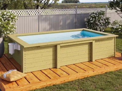 Produktbild von KARIBU Naturbelassen 4x2 Meter Holzpool Triton, Kesseldruckimprägniert Fichte, Rundpool Gartenpool, Einbaupool Schwimmbecken, Massivholz