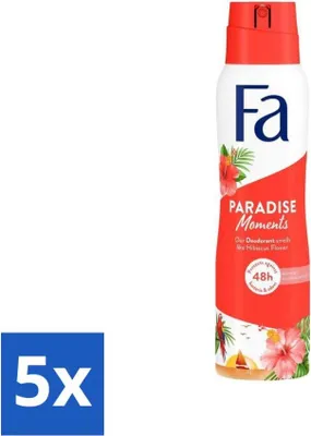 Obrázok produktu pre Fa – Paradise Moments – dezodorant v spreji – kvet ibišteka – 150 ml – výhodné balenie – 5 ks