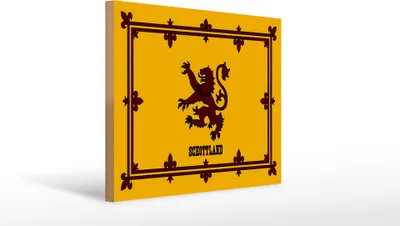 Produktbild von Holzschild Flagge Schottland Königswappen, 40x30 cm, Holzschilder Fahne Nationalität