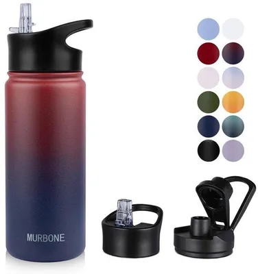Productafbeelding van RVS Waterfles 500ml met Rietje en Schenkdop