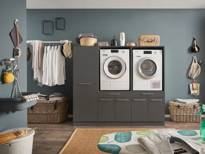 Produktbild von Waschmaschinenumbauschrank >LAUNDREEZY< in anthrazit - 185x162x67,5 (BxHxT)