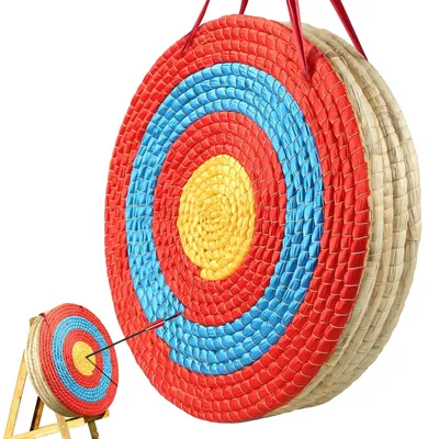 Produktbild von VEVOR Bogenschießziel, 3 Schichten 20" Pfeilziel, traditionelles solides Strohrundes Bogenschießziel, handgefertigtes Pfeilziel, farbige Seilziele für das Schießen und Üben im Freien im Garten