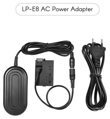Image de ACK-E8 Adaptateur secteur pour batterie factice LP-E8 Chargeur d'appareil photo pour Canon 700D, 650D, 600D, 550D / Rebel T5i, T4i, T3i, T2i, Kiss X5, X4, X6i, X7i DSLR