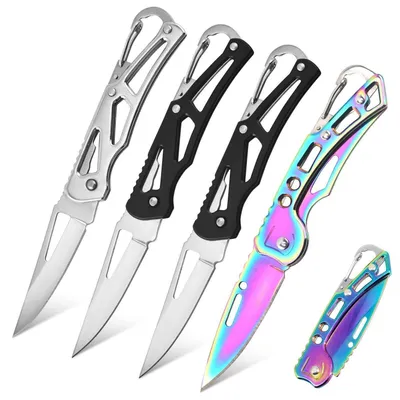 Produktbild von 4er Set Klappmesser Klein mit Schlüsselring 3Cr13 Edelstahl für Outdoor Camping Survival