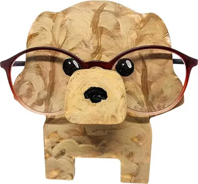Image de (Chien D) Porte-lunettes animal créatif mignon, 1 pièce de monture de lunettes en bois en forme d'animal pour la maison, le bureau, la décoration de bureau
