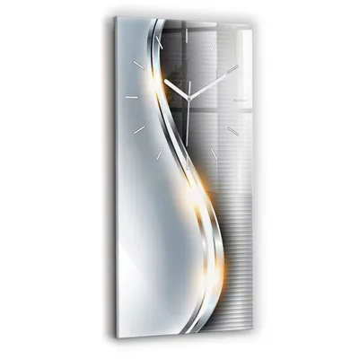 Produktbild von Wallfluent Wanduhr – Stilles Quarzuhrwerk - Uhr Dekoration Wohnzimmer Schlafzimmer Küche - Zifferblatt mit Strichen - weiße Zeiger - 30x60 cm - Metallabstraktion