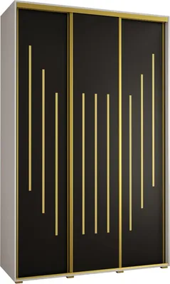 Produktbild von MEBLE KRYSPOL Davos 8 Schrank, drei Türen - 235,2x150x45 cm - Weiß Schwarz Gold